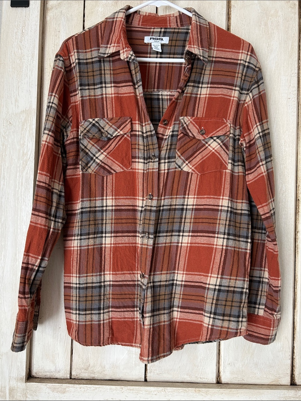 RSQ Rust Plaid Button-Down Shirt